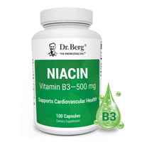 Thumbnail for Dr. Berg Highly-Potent Niacin 500 mg – Now Only 125 mg per Capsule for Niacin Flush Tolerance Building – Gradually Increase to 500mg a Day – Vitamin B3 for Heart, Brain & Energy Support – 100 Capsules