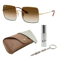 Thumbnail for Ray-Ban RB1971 SQUARE 1971 CLASSIC Square Shaped Non-Polarized Sunglasses for Women – Includes Official RAYBAN Eyewear Kit – Ideal Formal & Casual Wear Sunglasses – Light Brown Gradient Lens