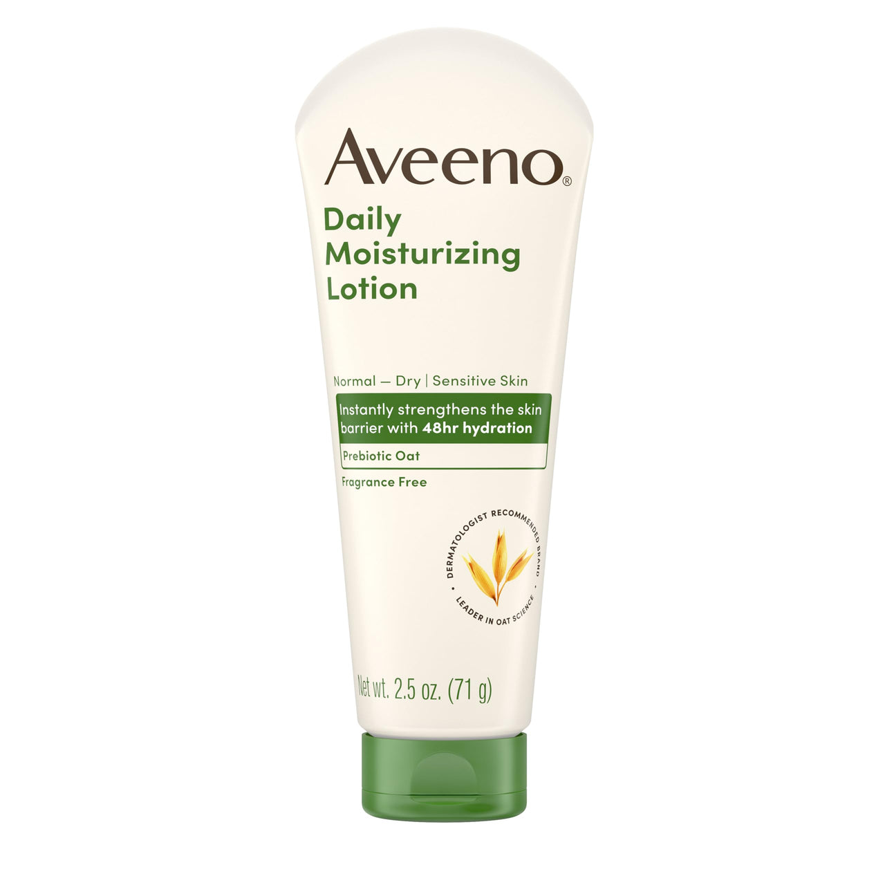 Aveeno Daily Moisturizing Body Lotion with Soothing Prebiotic Oat, Gentle Lotion Nourishes Dry Skin With Moisture, Paraben-, Dye- & Fragrance-Free, Non-Greasy & Non-Comedogenic, 2.5 fl. oz, 3 Pack