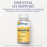 Thumbnail for SOLARAY Vitamin D3 10000IU (250 mcg) - High Potency Vitamin D Supplement for Men & Women, VIT D3 as Cholecalciferol, Bones and Immune Health Support Capsules - 60 Veg Caps
