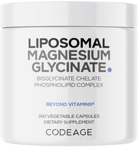 Thumbnail for Codeage Liposomal Magnesium Glycinate Supplement, 2-Month Supply, Bisglycinate Magnesium Chelate, Chelated Magnesium Mineral Pills, BioPerine Black Pepper Vitamins Capsules, Non-GMO Vegan, 240 ct