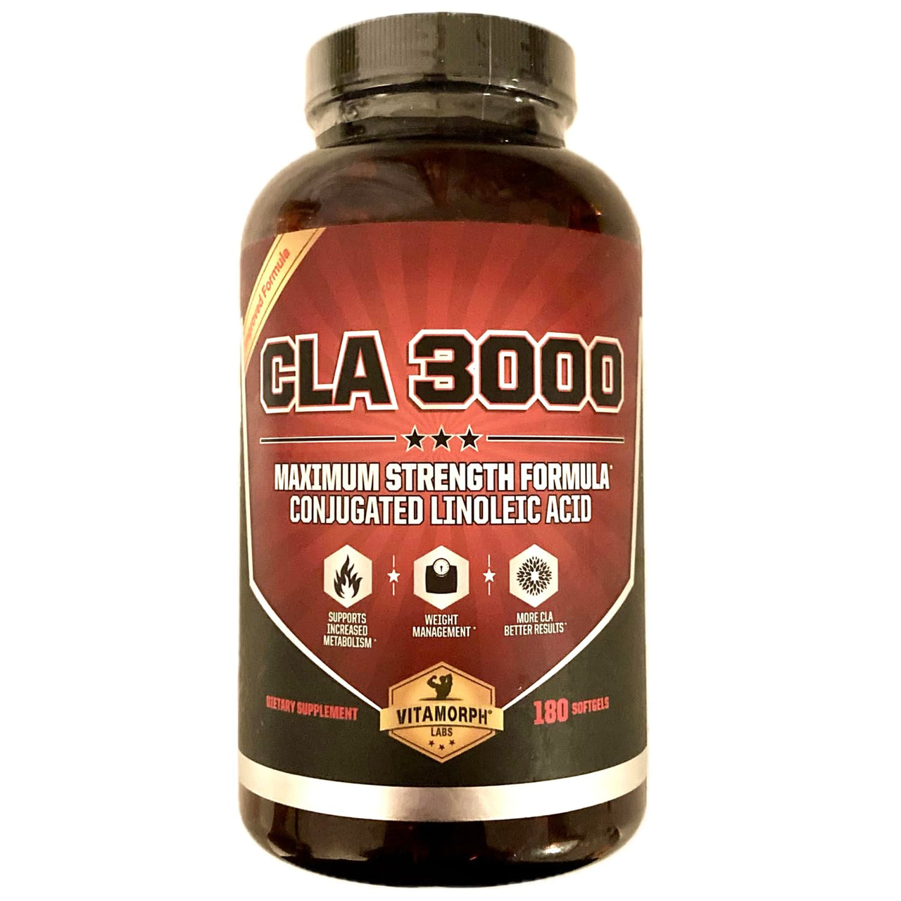 CLA 3000 - CLA Safflower Oil for Metabolism and Weight Loss Management, Maximum Strength Conjugated Linoleic Acid, Stimulant-Free Non-GMO Safflower Cla 180 Softgels
