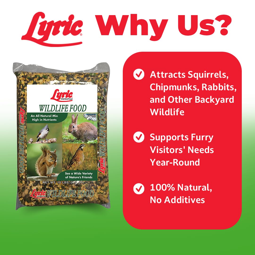 Lyric Wildlife Critter Food for Deer, Squirrels, Turkeys & Rabbits, Wild Bird Seed for Outside Feeders, 10 lb Bag