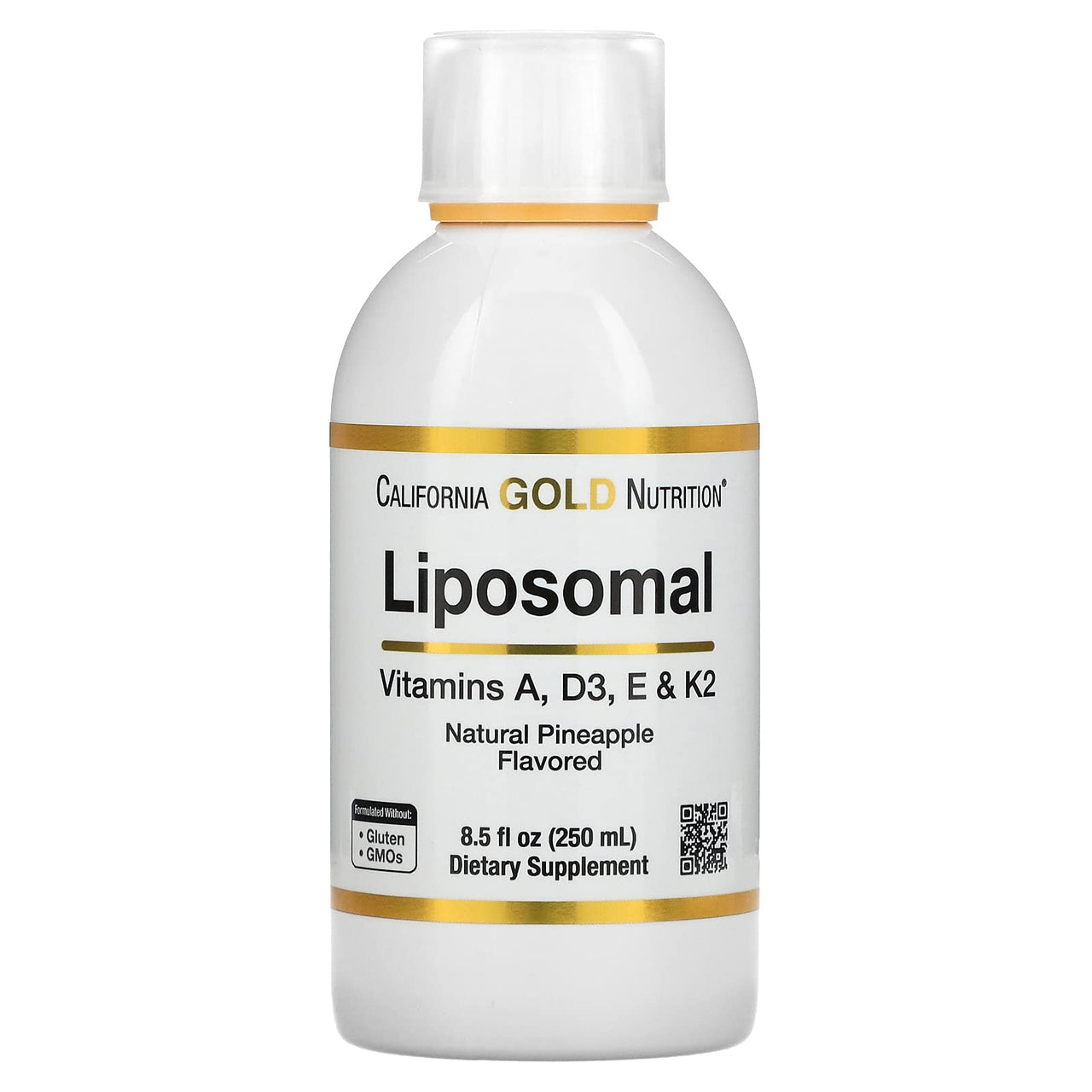 California Gold Nutrition, Liposomal Vitamin A, D3, E & K2, Pineapple, 8.5 fl oz (250 ml)