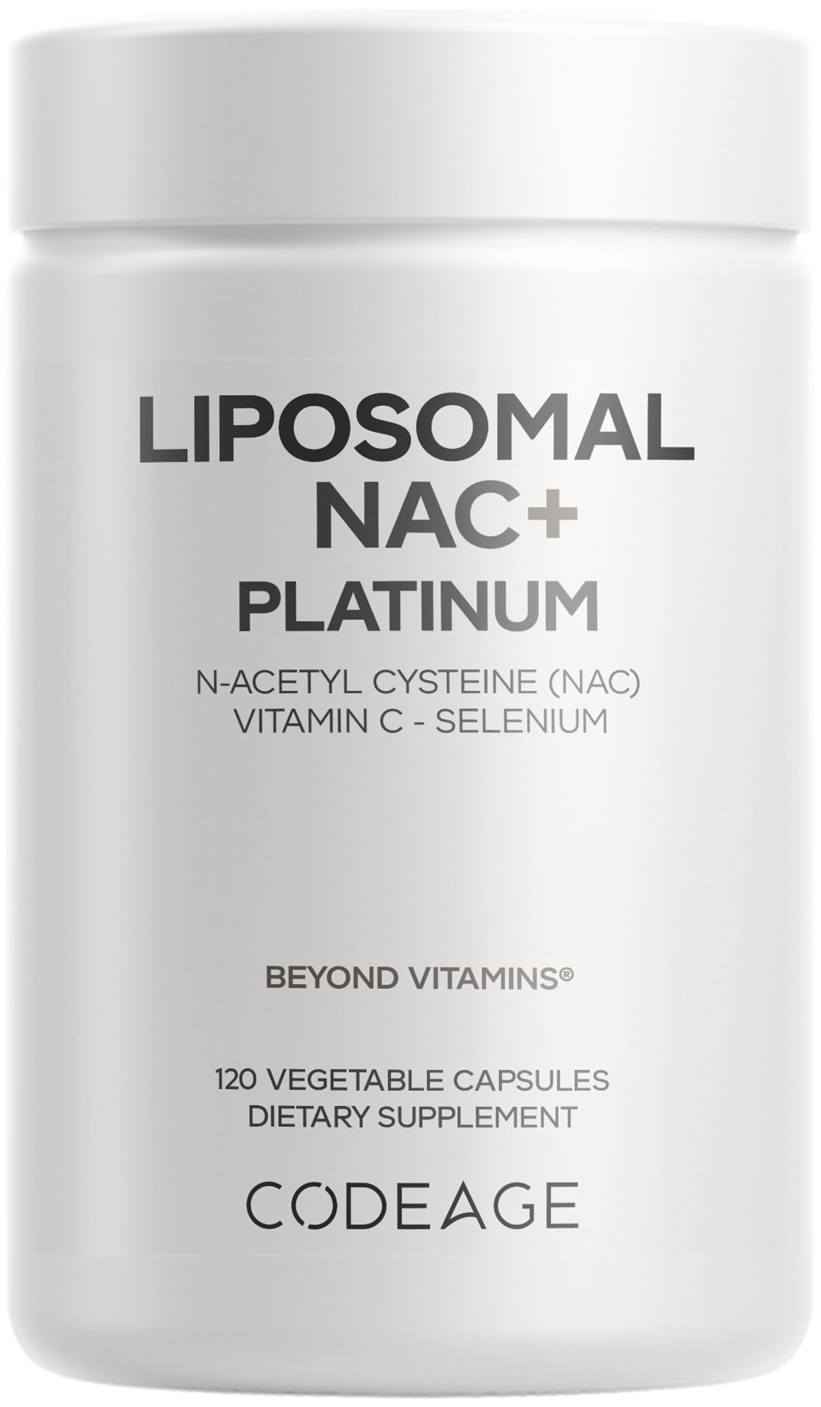 Codeage Liposomal NAC+ Platinum - N-Acetyl L-Cysteine, Vitamin C, Alpha Lipoic Acid, Selenium - 2-Month Supply - Helix Liposomal Delivery - Phospholipid - Non-GMO NAC Dietary Supplement - 120 Capsules