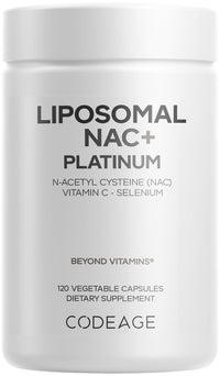 Thumbnail for Codeage Liposomal NAC+ Platinum - N-Acetyl L-Cysteine, Vitamin C, Alpha Lipoic Acid, Selenium - 2-Month Supply - Helix Liposomal Delivery - Phospholipid - Non-GMO NAC Dietary Supplement - 120 Capsules