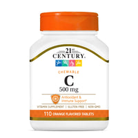 Thumbnail for 21st Century Vitamin C 500 mg Chewable Tablets, Orange, 110 Count