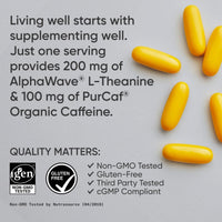 Thumbnail for Sports Research L-Theanine Supplement with Caffeine & Coconut MCT Oil - Focused Energy, Alertness & Relaxation Without Drowsiness - 200mg L Theanine, 100mg Organic Caffeine - 60 Liquid Softgels