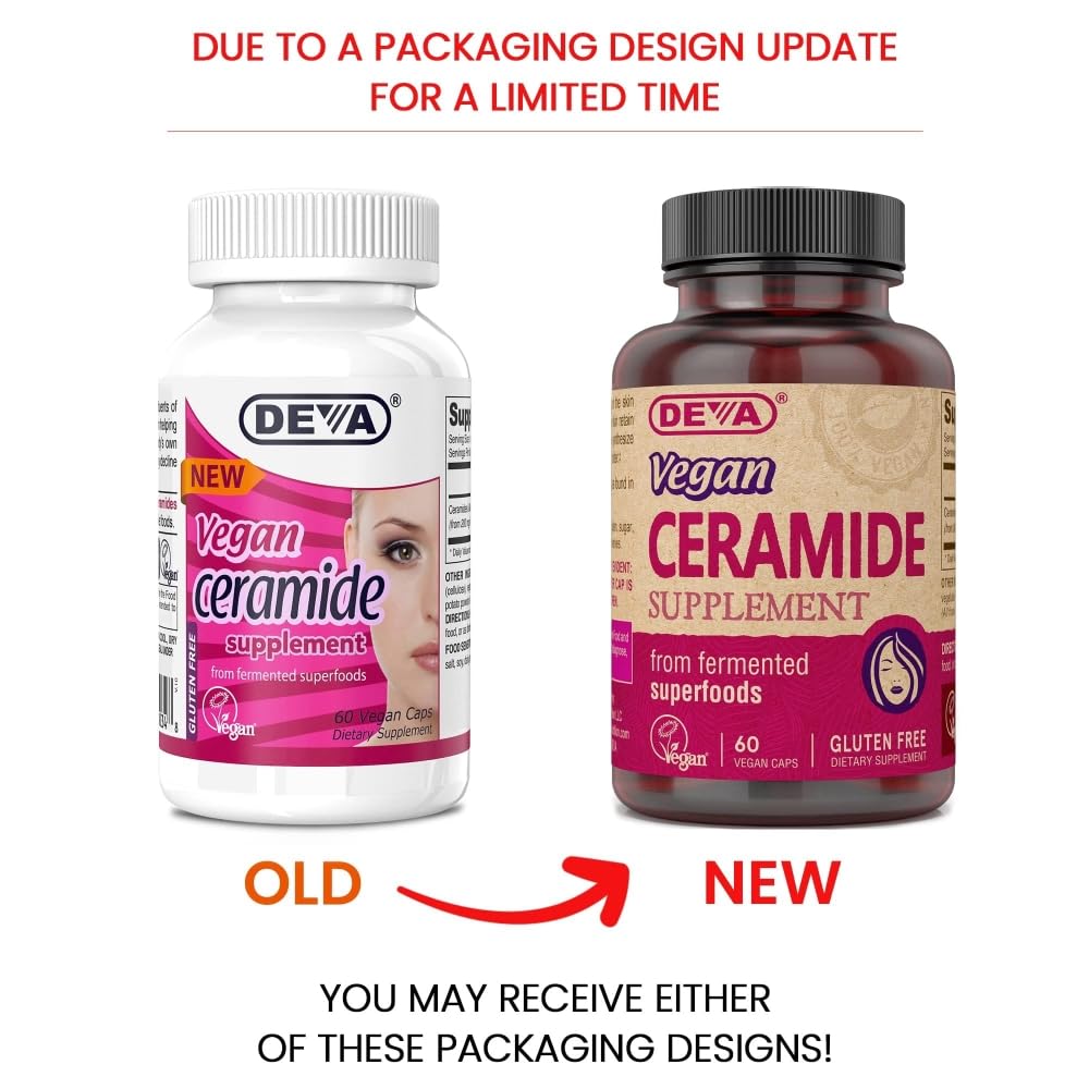 DEVA Vegan Vitamins Skin Restoring Ceramide Supplement Tablets, 60 Count, 1-Pack