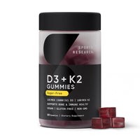 Thumbnail for Sports Research® Vegan Vitamin D3 + K2 Sugar-Free Gummies - 125mcg (5000iu) Vitamin D w/ 100mcg Mk7 Vitamin K - Supports Bone & Immune Health* - Vegan Certified · Non-GMO · Soy Free - 60 Count