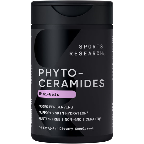 Sports Research® Phytoceramides 350mg per softgel - Plant Derived Ceramides for Healthy Skin and Hydration - Non GMO with No Fillers or Synthetic Vitamins - 30 Liquid softgels
