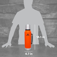 Thumbnail for Stanley Classic Legendary Vacuum Bottle 1.5 qt | Wide Mouth with Leakproof Cup Lid | Keep Drinks Hot or Cold | Packable for Travel | Insulated Stainless Steel Thermal Bottle | BPA-Free | Blaze Orange