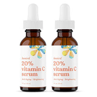 Thumbnail for ASUTRA 20% Vitamin C Serum, 1 fl oz (Pack of 2) - Ferulic & Hyaluronic Acid, Vitamin E, Aloe, Jojoba, Brightening Face Serum