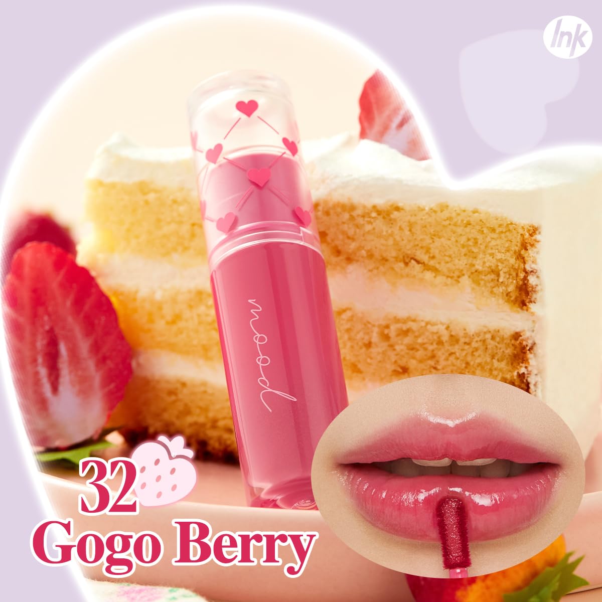 Peripera Ink Mood Glowy Tint | Lip-Plumping, Naturally Moisturizing, Lightweight, Glow-Boosting, Long-Lasting, Comfortable, Non-Sticky, No White Film (032 GOGO BERRY)