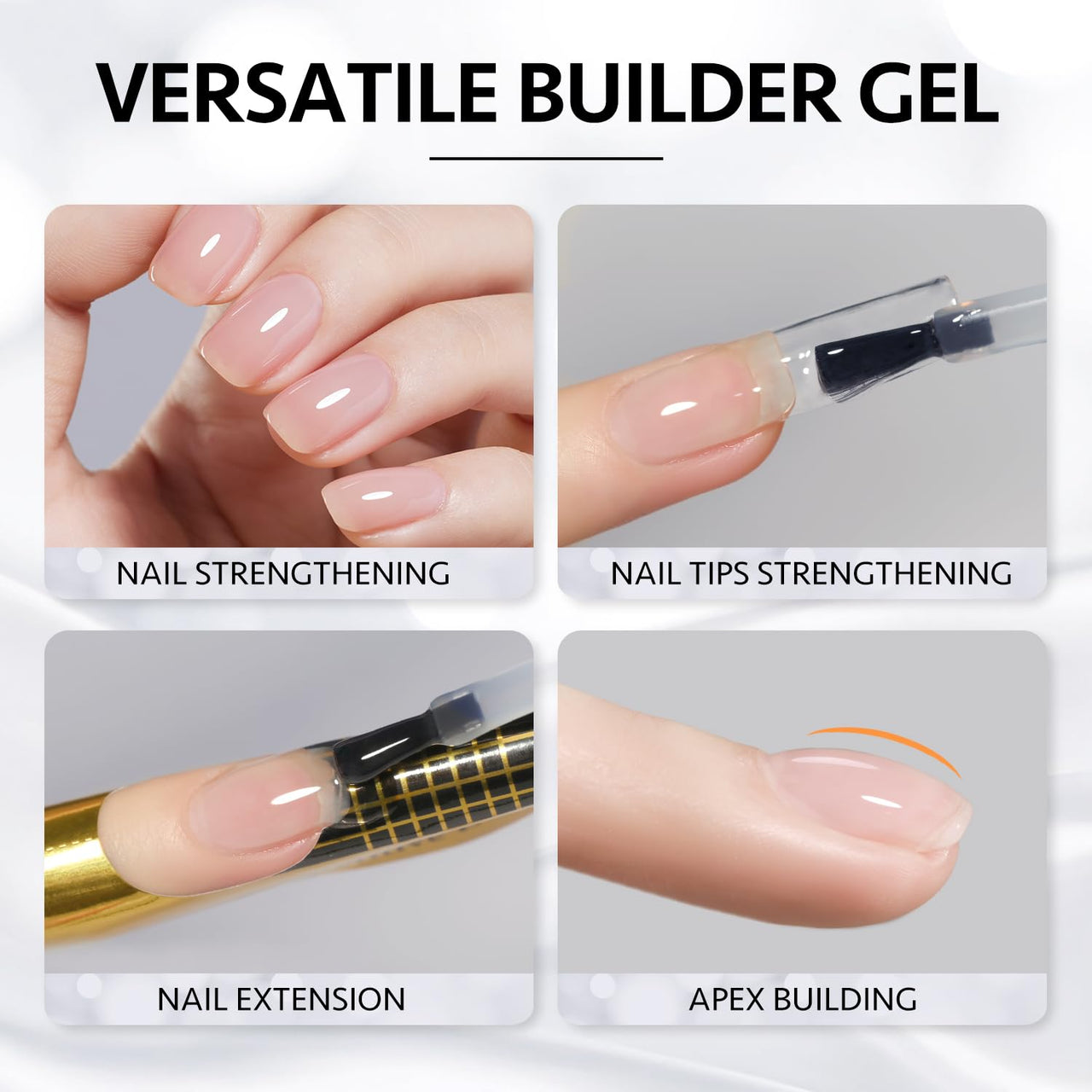 GAOY Builder Gel for Nails, 16ml Nail Strengthener in a Bottle, Nail Extension Hard Gel, Soak Off Long Lasting UV Light Cure, 1726 Baby Pink, Base Coat Top Coat Needed