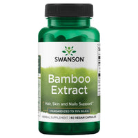 Thumbnail for Swanson Bamboo Extract for Hair and Nails Silica Supplement Supports Collagen 300 mg 60 Veggie Capsules
