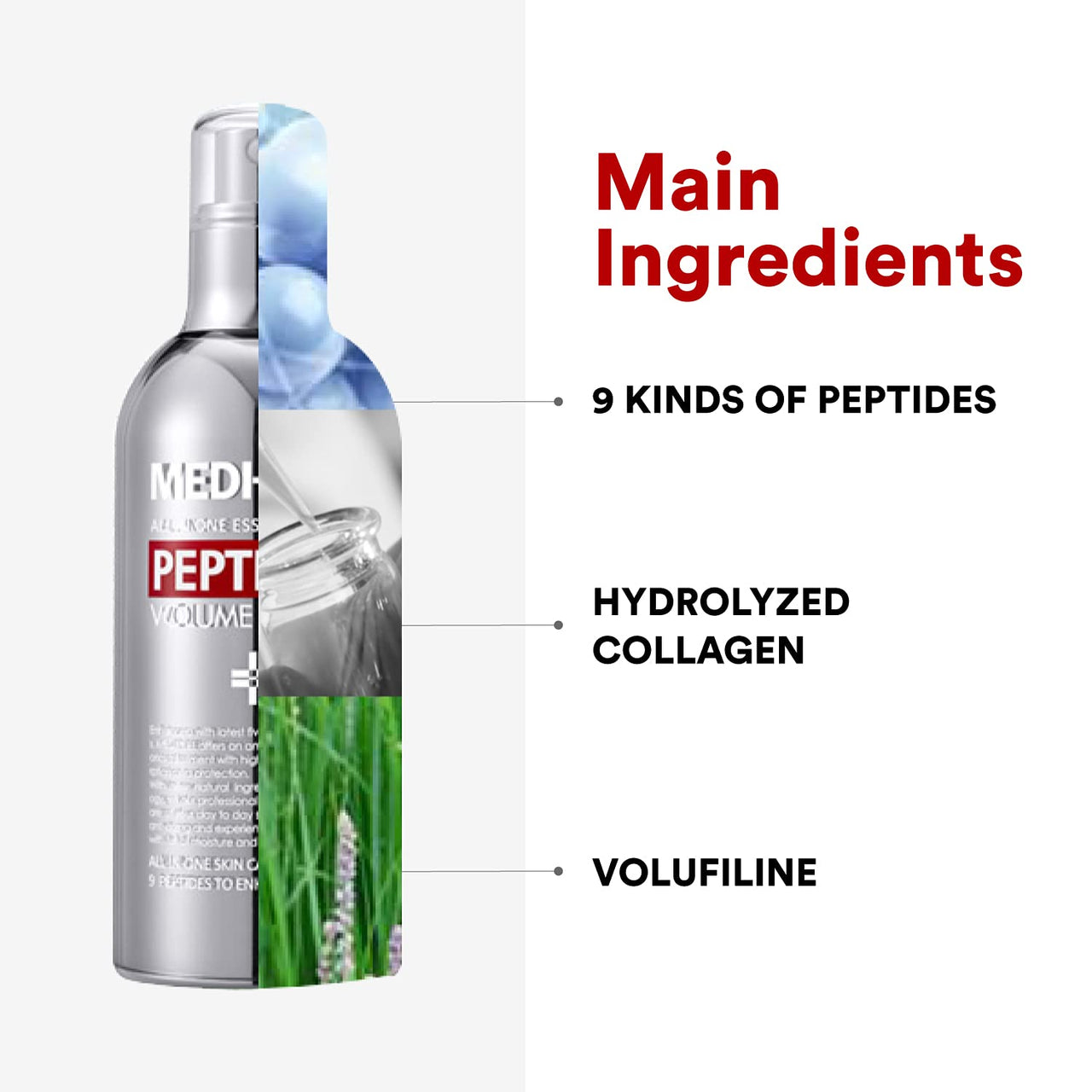 Medi-Peel Peptide 9 Volume All in one Essence 3.38 fl.oz. / 100ml, Anti Wrinkle, Collagen Formula, Brightening Effect, Instant Hydration, Skin Firming, Anti-Wrinkle, Bubble Essence, Korean Skincare