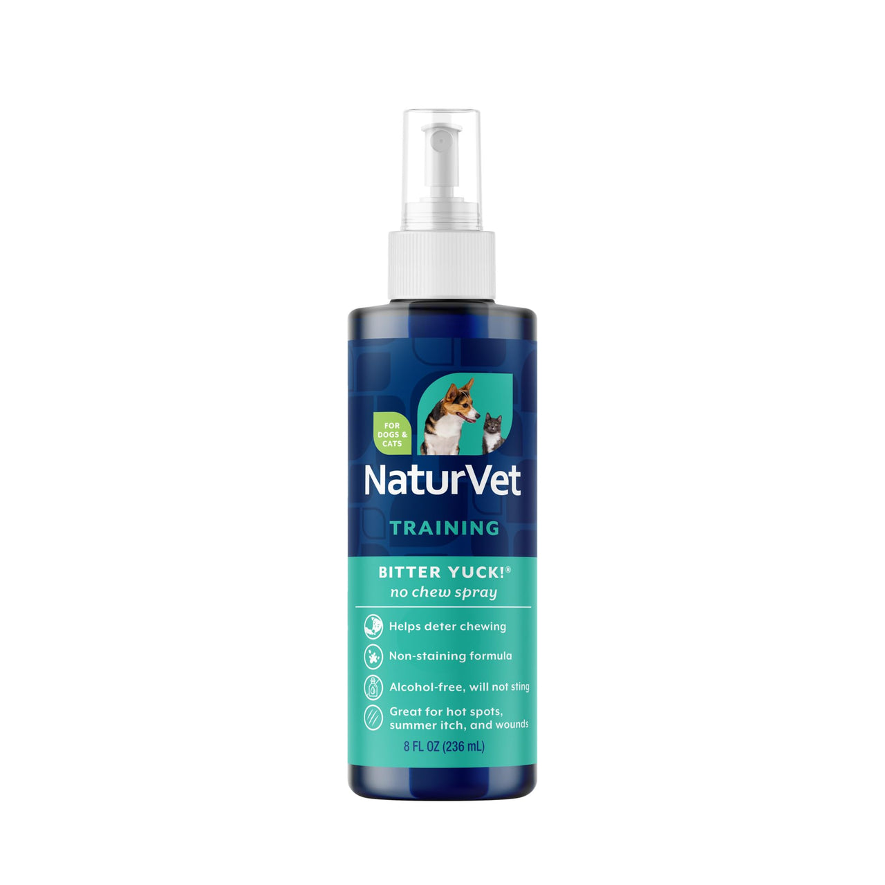 NaturVet Bitter Yuck! No Chew Spray for Dogs, Cats, and Horses Pet Training Spray, Liquid, Made in The USA, 8 Ounce
