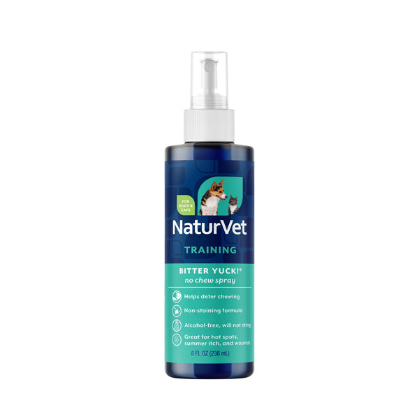 NaturVet Bitter Yuck! No Chew Spray for Dogs, Cats, and Horses Pet Training Spray, Liquid, Made in The USA, 8 Ounce