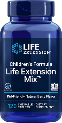 Thumbnail for Life Extension Children's Formula Mix™, multivitamin for Kids, 18 Essential Vitamins and Minerals, Berry Flavored with no Added Sucrose, Gluten-Free, Non-GMO, 120 chewable Tablets