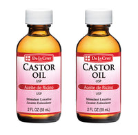 Thumbnail for De La Cruz Castor Oil - 100% Pure Expeller Pressed Castor Oil for Nourishing Skin, Hair, Eyelashes, and Eyebrows - Natural Laxative USP Grade, 2 FL Oz (2 Bottles)