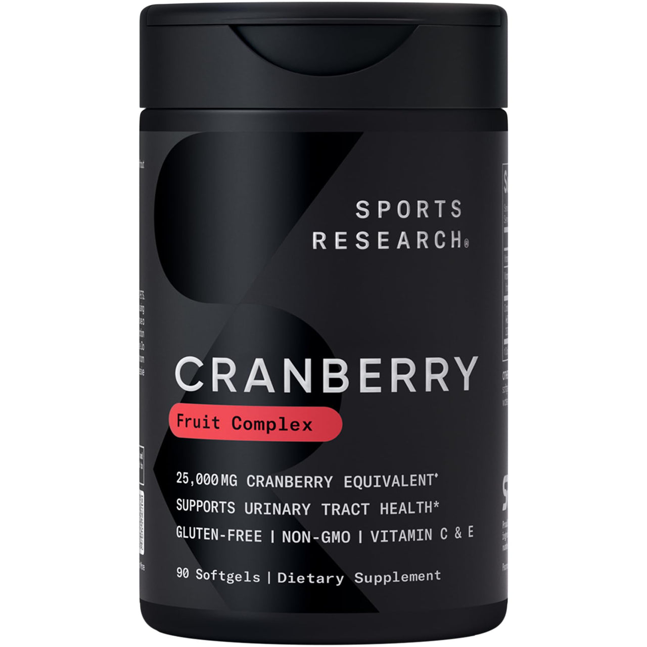 Sports Research® Cranberry Fruit Complex Supplement - Softgels for Urinary Tract Health Support - Made with Pacran®­ & Vitamins C & E - Non-GMO & Gluten Free - 90 Count