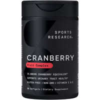 Thumbnail for Sports Research® Cranberry Fruit Complex Supplement - Softgels for Urinary Tract Health Support - Made with Pacran®­ & Vitamins C & E - Non-GMO & Gluten Free - 90 Count