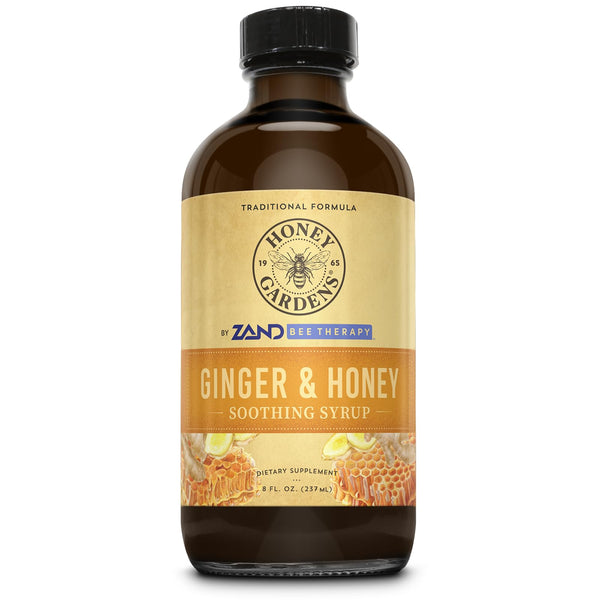 Honey Gardens Ginger and Honey Syrup with Organic Apple Cider Vinegar and Propolis - Ginger Root and Ginger Root Extract - Apitherapy Digestive Support Supplement - 8 FL OZ, 48 Servings