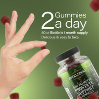 Thumbnail for BUCKLEBURY 9-in-1 Natural Saw Palmetto Gummies with Raspberry & Pomegranate Flavor - Plant-Based Prostate Support Supplements for Mens Bladder Health, Hair Growth & Urinary Support - 60 Gummies