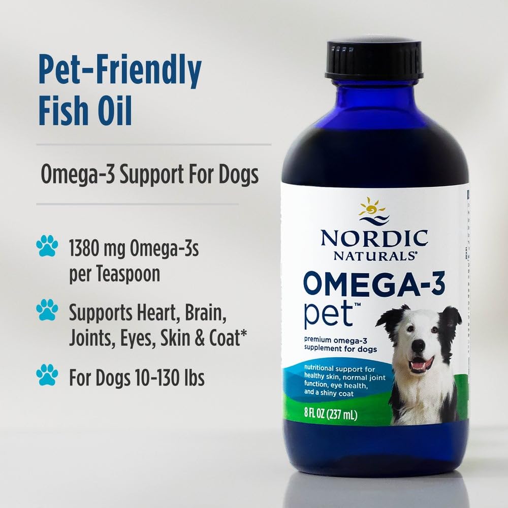 Nordic Naturals Pet Joint Support Soft Chews, 30 Count, & Omega-3 Fish Oil for Small Dogs and Cats, 8oz.