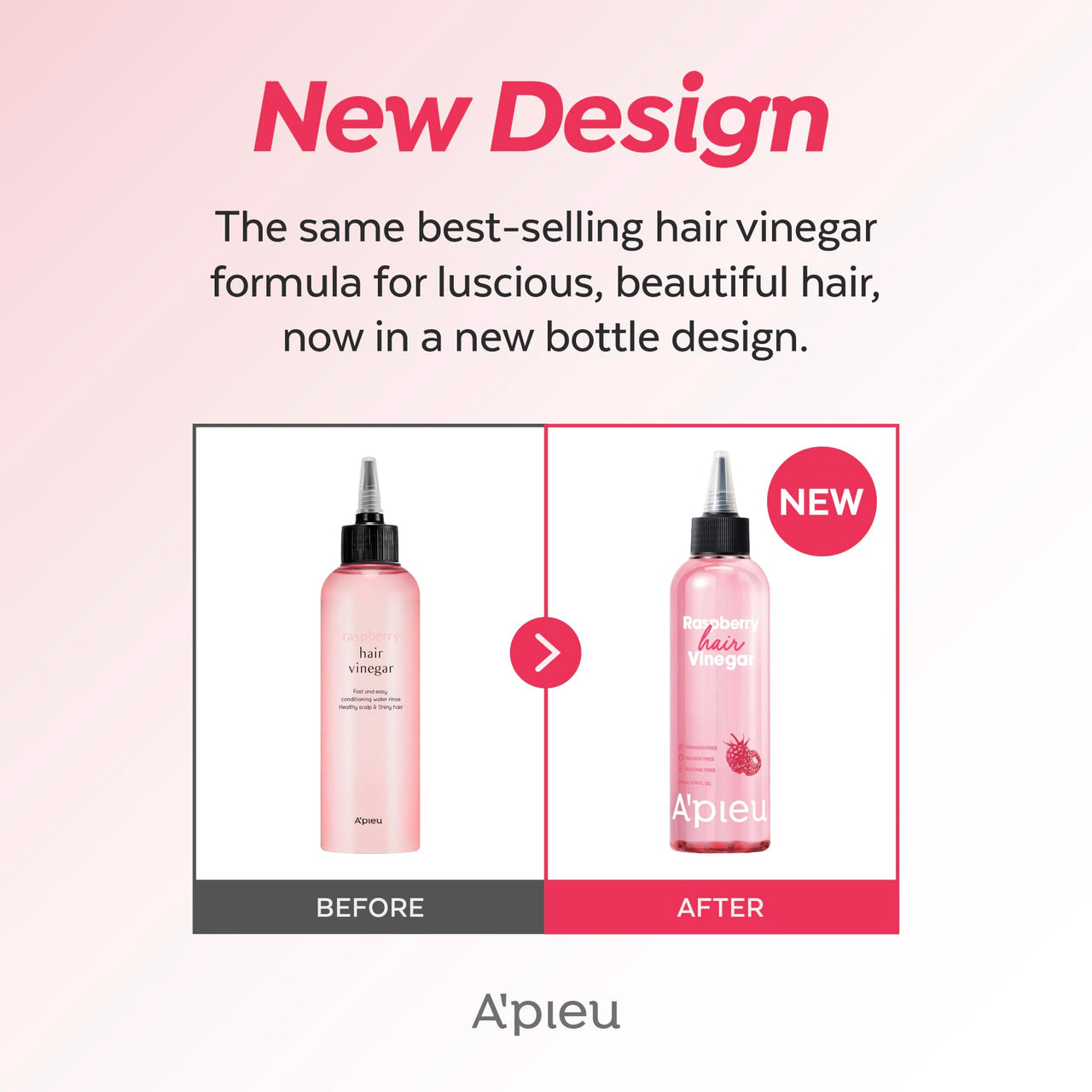 A’PIEU Raspberry Hair Vinegar Rinse - Scalp Clean & Detox for Oily and Itchy Scalp, Buildup & Dandruff Scalp Treatment, pH-Balancing for Fresh and Shiny Hair. Korean Haircare. 6.76 fl oz