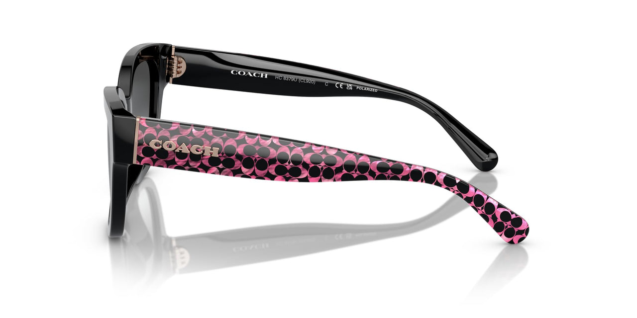 Coach HC8379U Universal Fit Sunglasses, Black/Grey Gradient Polarized, 54 mm