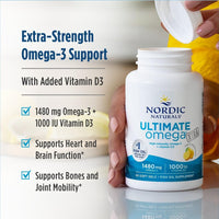 Thumbnail for Nordic Naturals Ultimate Omega Xtra, Lemon Flavor - 60 Soft Gels - 1480 mg Omega-3 + 1000 IU Vitamin D3 - EPA & DHA - Brain, Heart, & Immune Health - 30 Servings