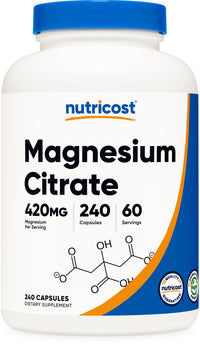 Thumbnail for Nutricost Magnesium Citrate 420mg, 240 Veggie Capsules - 60 Servings, Gluten Free, Non-GMO, Vegetarian Friendly