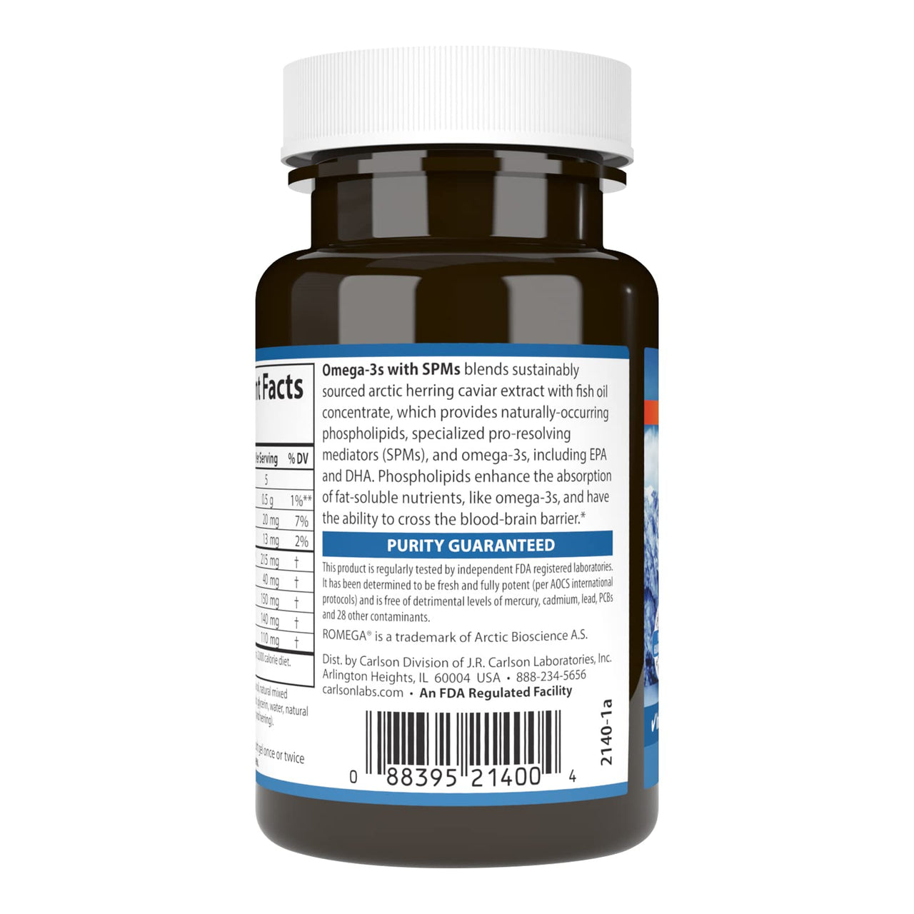 Carlson - Omega-3s with SPMs, Phospholipid Omega-3s, Pro-Resolving Mediators (PRMs), Healthy Brain Aging, Cellular Support, 60 Soft Gels