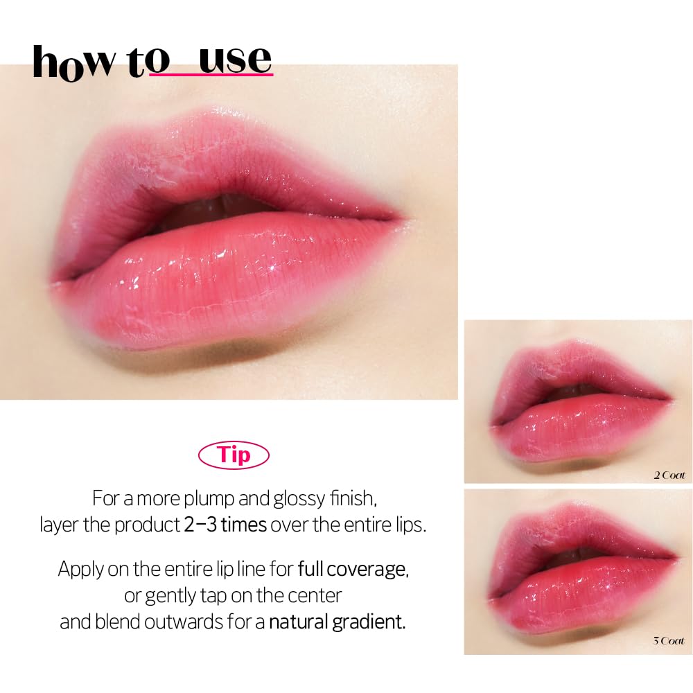 ETUDE Dear Darling Oil Tint #1 Real Cherry 4g | High Moisturizing and Strong Hydrating Lip Oil/Lip Gloss | Smooth and Moist Lips | Non-Sticky Lip Oil Tint For Dry Lips | K-beauty