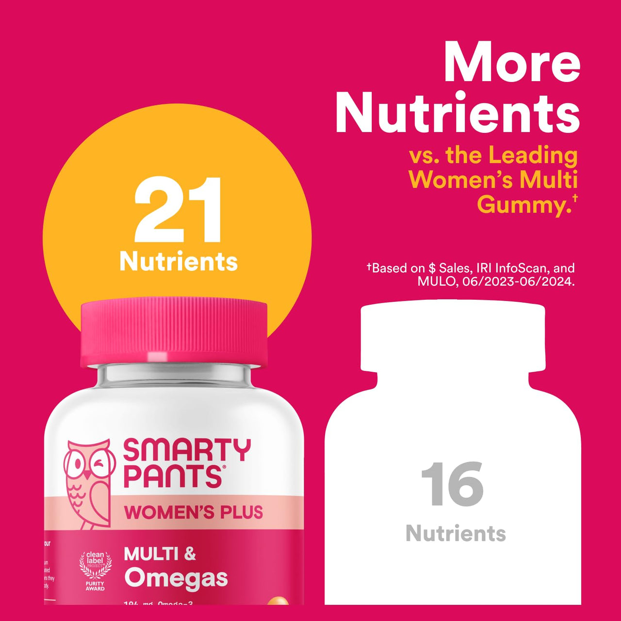SmartyPants Women's Multivitamin Gummies, Omega 3 (DHA/EPA), Methylfolate, CoQ10, Vitamin D3, C, Vitamin B12, B6, A, K & Zinc, Inositol, Gluten Free, 90 Count (30 Day Supply)