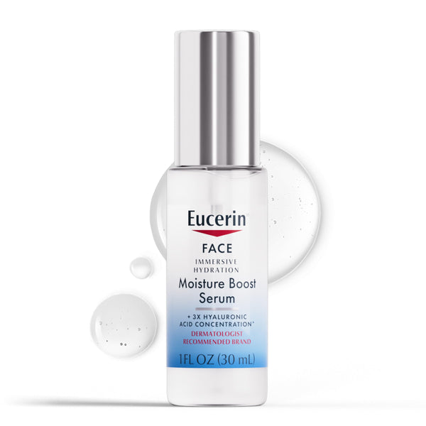 Eucerin Face Immersive Hydration Moisture Boost Face Serum, Skin Care Gifts for Mom, Ultra-Lightweight Hyaluronic Acid Serum Smooths Fine Lines and Wrinkles, 1 Fl Oz Bottle