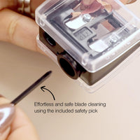 Thumbnail for Palladio Double Barrel 3 in 1 Cosmetic Pencil Sharpener with Cover, Stainless Steel Blade, Size Adjuster, Essential for Small and Extra Large Lip Liner, Eyeliner, Brow Pencils