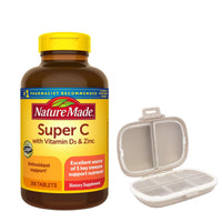 Thumbnail for Nature Made Super C with Vitamin D3 and Zinc, 200 Tablets Bundle with a Pill Oragnizer (2 Items)