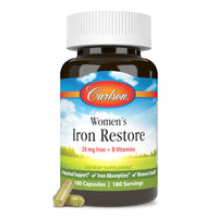 Thumbnail for Carlson - Women's Iron Restore, 28 mg Iron + B Vitamins, Menstrual Support, Iron Absorption & Women's Health, 180 Capsules