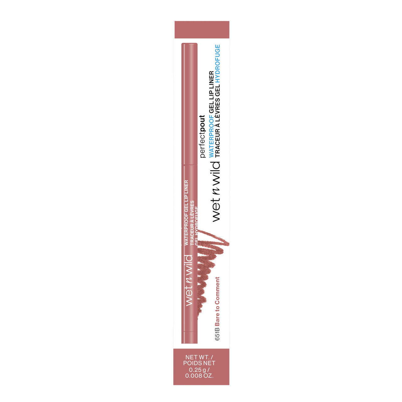 wet n wild Perfect Pout Matte Retractable Gel Lip Liner Pencil, Rich Creamy Long Lasting Color, Well-Defined and Flawless Application, Vegan & Cruelty-Free - Bare To Comment