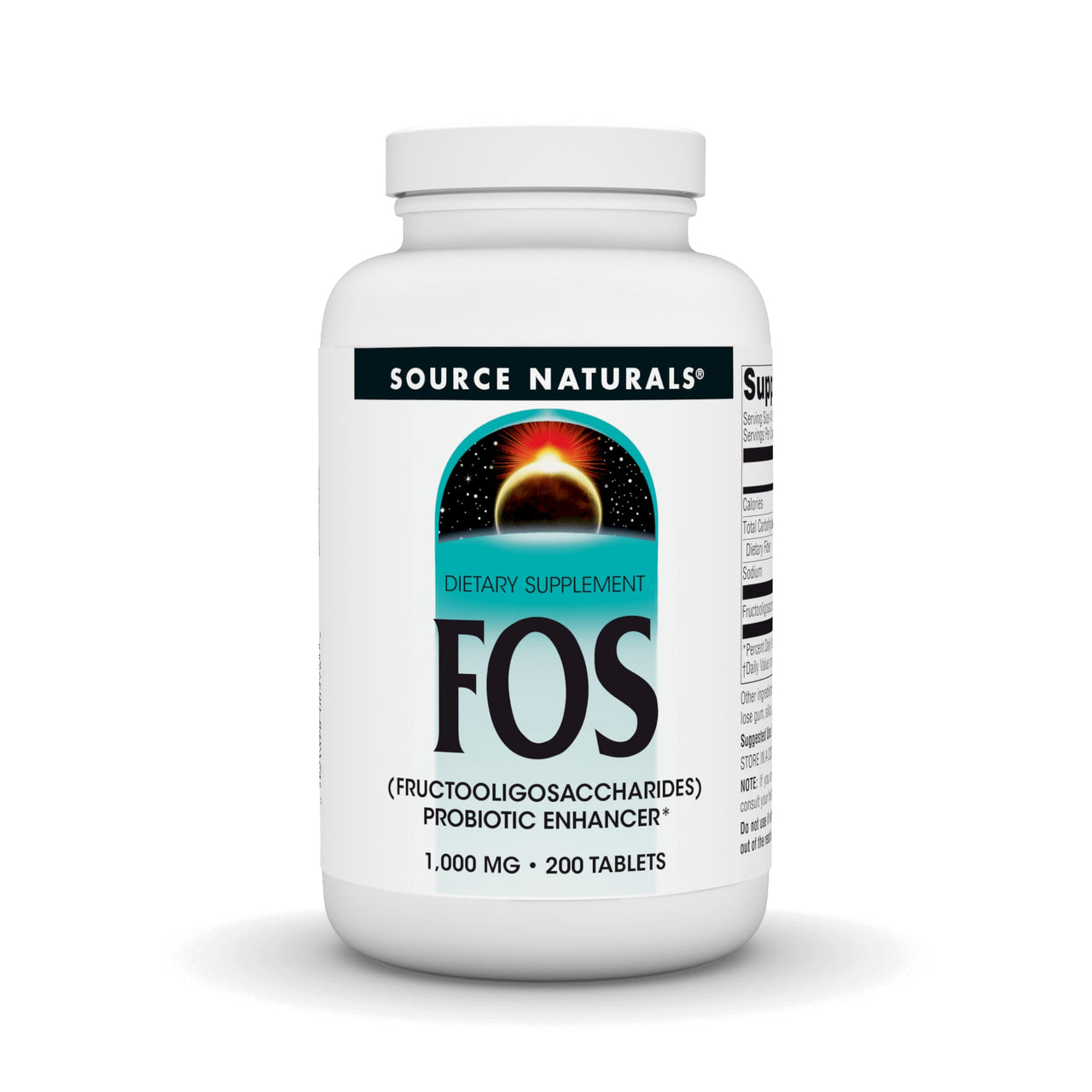 Source Naturals FOS 1000 mg Fructooligosaccharides Probiotic Enhancer - 200 Tablets