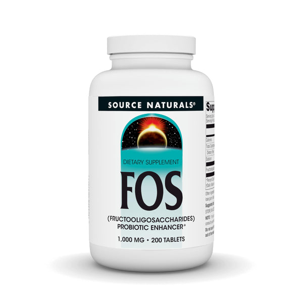 Source Naturals FOS 1000 mg Fructooligosaccharides Probiotic Enhancer - 200 Tablets