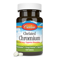 Thumbnail for Carlson Chelated Chromium 200 mcg Superior Absorption - Healthy Metabolism Energy Production & Optimal Wellness - 100 Tablets