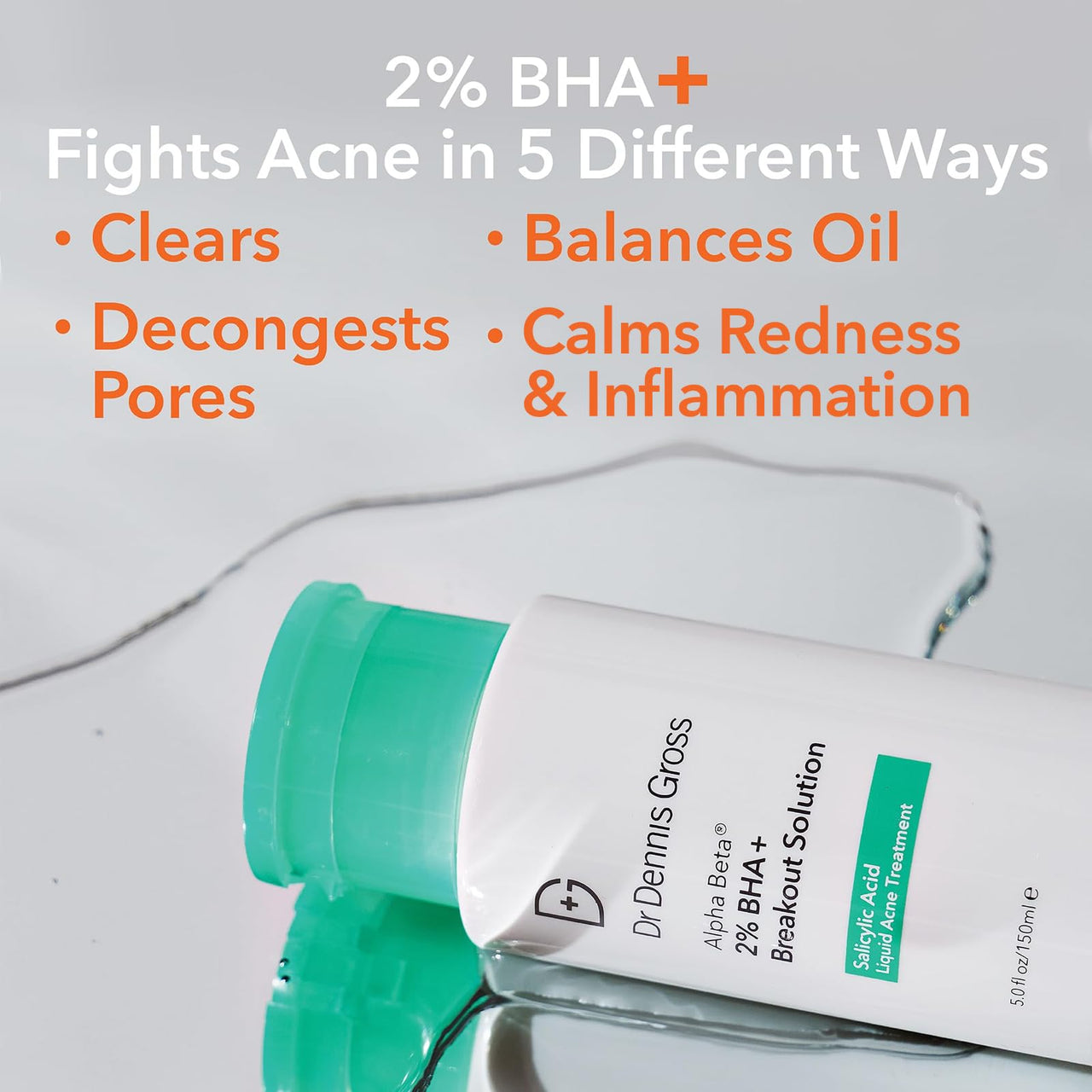 Dr Dennis Gross Alpha Beta® 2% BHA+ Breakout Solution, Minimizes Pores, Clear & Prevent Breakouts, 5 Fl Oz
