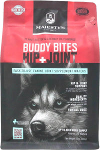 Thumbnail for Majesty's Buddy Bites Hip and Joint Wafers for Medium / Large Dogs - Superior Support Supplement - Peanut Butter and Coconut Oil Flavored - 56 Count (Up To 8 Week Supply)