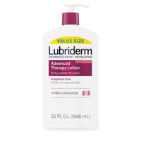 Thumbnail for Lubriderm Advanced Therapy Fragrance-Free Moisturizing Hand & Body Lotion + Pro-Ceramide, Intense Hydration for Itchy, Extra Dry, & Sensitive Skin, Non-Greasy, Hypoallergenic, 32 fl. oz