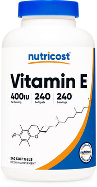 Thumbnail for Nutricost Vitamin E 400 IU, 240 Softgel Capsules - Gluten Free, Non-GMO