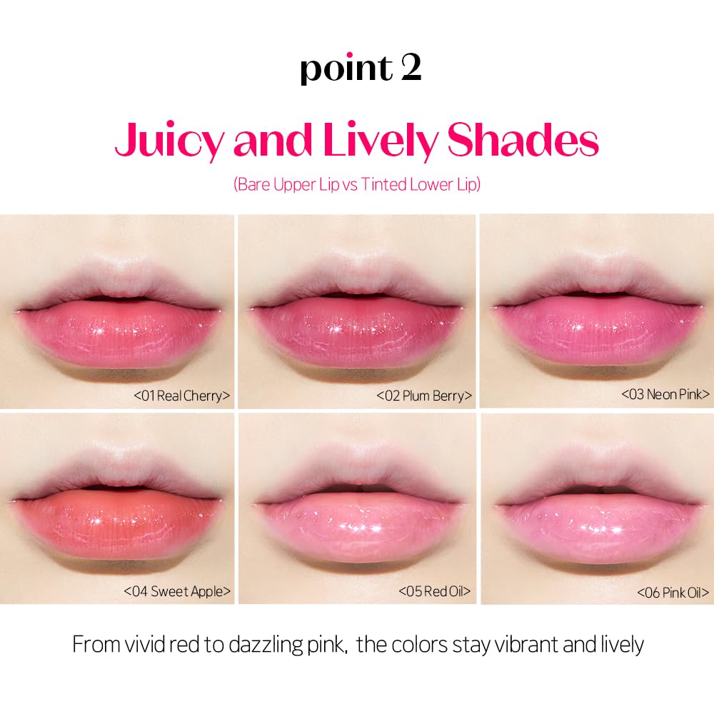ETUDE Dear Darling Oil Tint #4 Sweet Apple 4g | High Moisturizing and Strong Hydrating Lip Oil/Lip Gloss | Smooth and Moist Lips | Non-Sticky Lip Oil Tint For Dry Lips | K-beauty